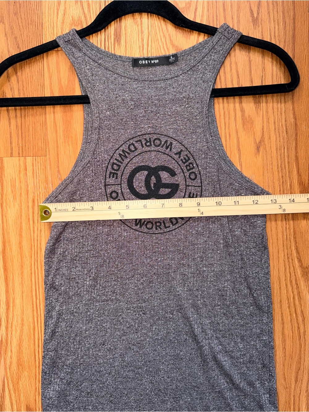 Obey Gray Ribbed Logo Racerback Tank - Picture 6 of 6